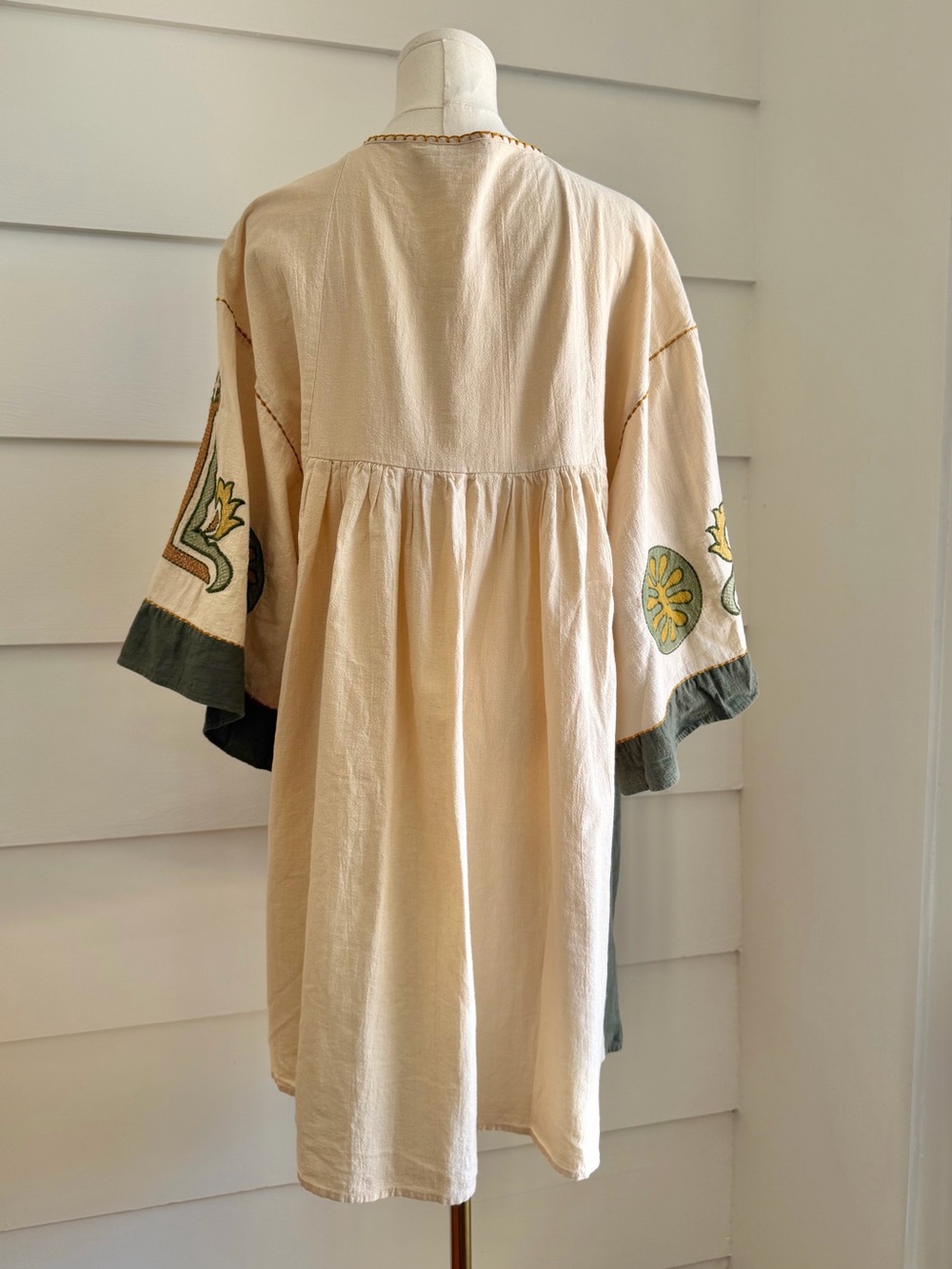 Zara Embroidered Linen Blend Mini Dress size L - Picture 7 of 12